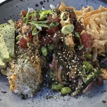 Tommy Bahama Store - AHI POKE BOWL-Sushi Rice, Furikake, Wakame Salad, Sriracha Aïoli, Island Slaw, Pickled Cucumber & Onion, Avocado, Soy Glaze, Crispy Wontons - Men's Clothing Near Me - Winter Park, Florida Tommy Bahama Store - AHI POKE BOWL-Sushi Rice, Furikake, Wakame Salad, Sriracha Aïoli, Island Slaw, Pickled Cucumber & Onion, Avocado, Soy Glaze, Crispy Wontons - Men's Clothing Near Me - Winter Park, Florida