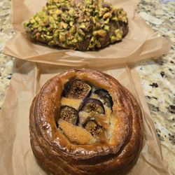 Almond fig danish and pistachio saffron croissant