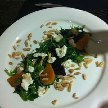 Creations - Beet and Arugula salad with goat cheese and almonds. - Diners Near Me - Atlanta, Georgia Creations - Beet and Arugula salad with goat cheese and almonds. - Diners Near Me - Atlanta, Georgia