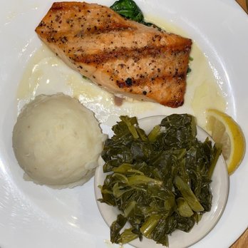 Rod 'N' Reel Restaurant - Salmon, collard greens & mashed potatoes - Seafood Near Me - Chesapeake Beach, Maryland Rod 'N' Reel Restaurant - Salmon, collard greens & mashed potatoes - Seafood Near Me - Chesapeake Beach, Maryland