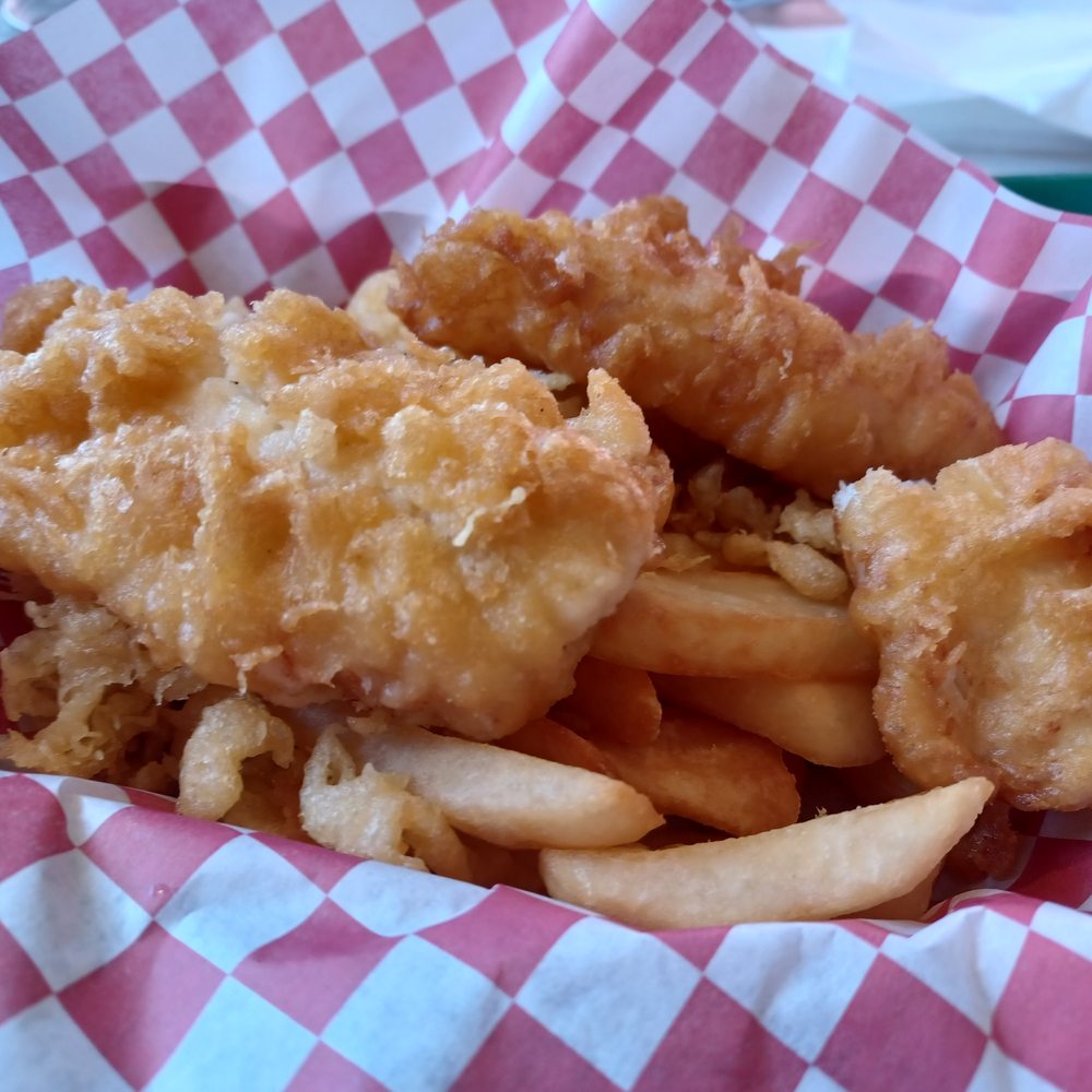 Two piece fish and chips. Two piece fish and chips.