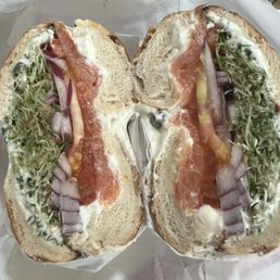 Lox Bagel on plain with everything on it !! Lox Bagel on plain with everything on it !!