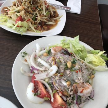 Paula's Thai Kitchen - Yum Woon Sen Salad and Papaya Salad with crispy pork belly Thai style - Thai Near Me - Chicago, Illinois Paula's Thai Kitchen - Yum Woon Sen Salad and Papaya Salad with crispy pork belly Thai style - Thai Near Me - Chicago, Illinois