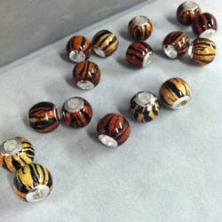Family JewelBox - Sterling silver beads for round charm bracelets, Tiger stripped $15.00 each