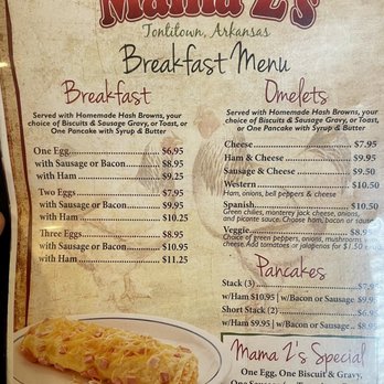 Mama Z's Cafe - Breakfast Menu - Italian Near Me - Tontitown, Arkansas