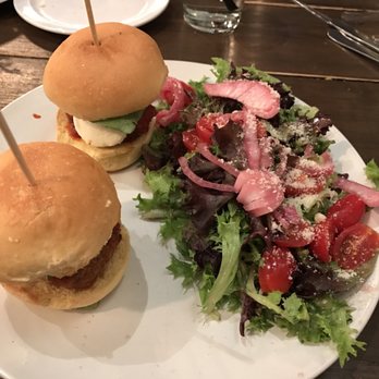 Oak Wood Fire Kitchen - Meatball sliders and salad. Onions are pickled and delicious! - Pizza Near Me - Draper, Utah Oak Wood Fire Kitchen - Meatball sliders and salad. Onions are pickled and delicious! - Pizza Near Me - Draper, Utah