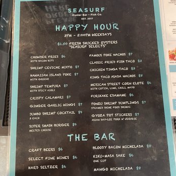 Seasurf Fish - Updated Happy Hour menu. - Seafood Near Me - San Clemente, California Seasurf Fish - Updated Happy Hour menu. - Seafood Near Me - San Clemente, California