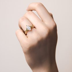 Taylor & Hart - Bridal set Tamora engagement and Petal wedding ring from bespoke jeweller Taylor & Hart