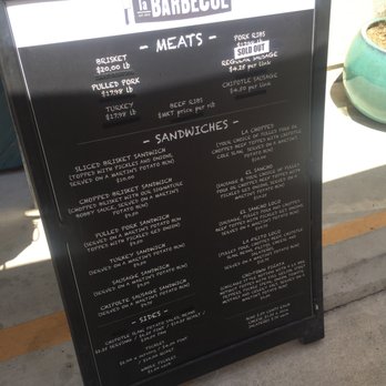 la Barbecue - Menu. Pork ribs were sold out by noon for us :( - Barbeque Near Me - Austin, Texas la Barbecue - Menu. Pork ribs were sold out by noon for us :( - Barbeque Near Me - Austin, Texas