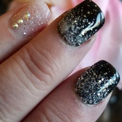 Perfect 10 Nails and Spa - Black and silver #ombre. Nails by Mia.