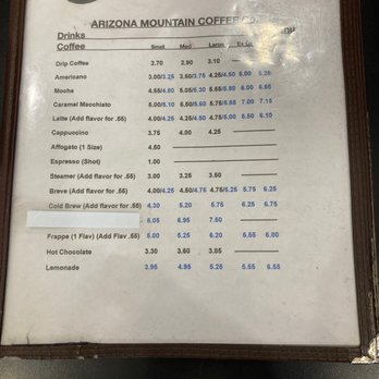 Arizona Mountain Coffee - Coffee menu. - Coffee & Tea Near Me - Show Low, Arizona