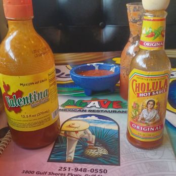 Agave Bar & Grill - Two nice hot sauces on the table - New Mexican Cuisine Near Me - Gulf Shores, Alabama Agave Bar & Grill - Two nice hot sauces on the table - New Mexican Cuisine Near Me - Gulf Shores, Alabama