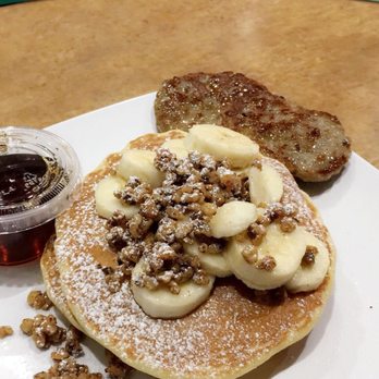 Half Day Cafe - Banana walnut pancakes with a side of sausage - Bakeries Near Me - Rochester Hills, Michigan