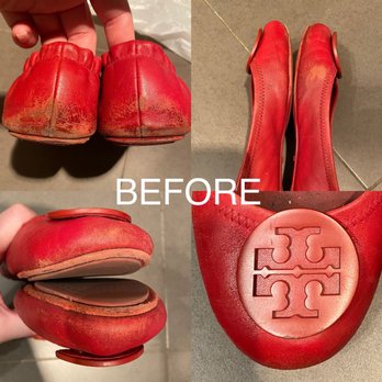 Shoeber - Beverly Hills - The backs of shoes are super worn and discolored. The front and sides have scuff marks. The logo has small chips in paint. - Shoe Repair Near Me - Los Angeles, California Shoeber - Beverly Hills - The backs of shoes are super worn and discolored. The front and sides have scuff marks. The logo has small chips in paint. - Shoe Repair Near Me - Los Angeles, California