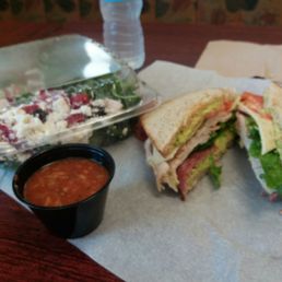 California Club, Fandangled salad, and Turkey chili. California Club, Fandangled salad, and Turkey chili.