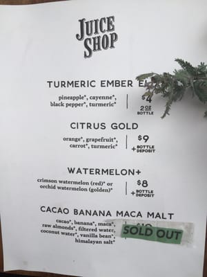 Menu photo 6 Juice Shop San Francisco, CA