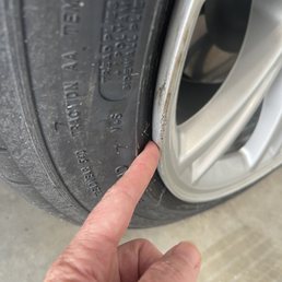 Photo of gap and scratched up rim. Photo of gap and scratched up rim.