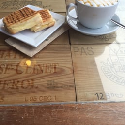 Toffee nut macchiato and a panini. Yum Toffee nut macchiato and a panini. Yum