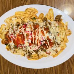 Cielito Lindo Taqueria - Tajadas con Carne Molida (Fried Green Bananas with Ground Beef)