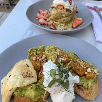 NextDoor Restaurant - Front: Avocado Toast | Back: Matcha Buttermilk Pancakes - Canadian (New) Near Me - Markham, Ontario NextDoor Restaurant - Front: Avocado Toast | Back: Matcha Buttermilk Pancakes - Canadian (New) Near Me - Markham, Ontario
