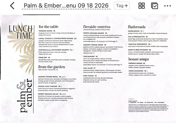 Menu photo 1 Palm & Ember San Jose, CA Menu photo 1 Palm & Ember San Jose, CA