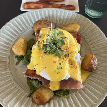Trolley Cottage Cafe - Parmesan brioche toast and side of bacon - Breakfast & Brunch Near Me - Salt Lake City, Utah Trolley Cottage Cafe - Parmesan brioche toast and side of bacon - Breakfast & Brunch Near Me - Salt Lake City, Utah