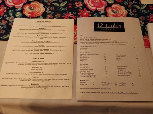 Menu photo 4 12 Tables Toronto, ON