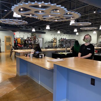 Cardinal Bicycle Cafe - Inside looking at food, coffee, beer, wine counter - Bikes Near Me - Roanoke, Virginia