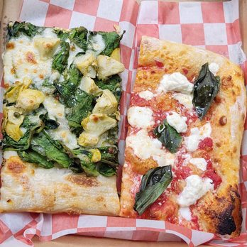 Sour Joe's Pizzeria - Spinach Artichoke and Margherita - Pizza Near Me - Concord, New Hampshire Sour Joe's Pizzeria - Spinach Artichoke and Margherita - Pizza Near Me - Concord, New Hampshire