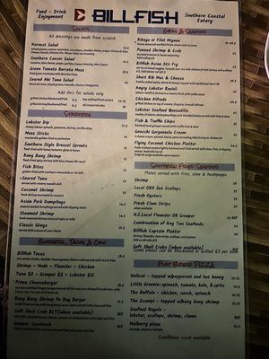 Menu photo 1 Billfish Grill & Bar Indian Beach, NC Menu photo 1 Billfish Grill & Bar Indian Beach, NC