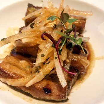 Prime 54 - Lightly smoked pork belly with celery root and pineapple - Seafood Near Me - Miami Beach, Florida Prime 54 - Lightly smoked pork belly with celery root and pineapple - Seafood Near Me - Miami Beach, Florida