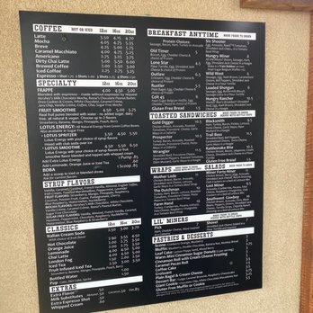 Miner's Cup - Menu board - Coffee & Tea Near Me - Custer, South Dakota Miner's Cup - Menu board - Coffee & Tea Near Me - Custer, South Dakota