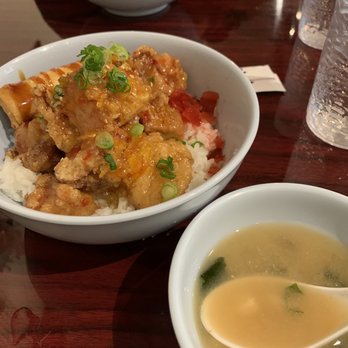 Ruidoso Sushi - Orange chicken and miso soup - Sushi Bars Near Me - Ruidoso, New Mexico