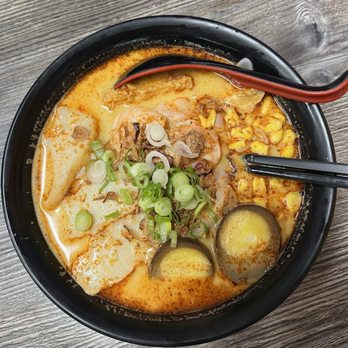 Borneo Eatery - Singapore Laksa with flat noodles - Indonesian Near Me - Alhambra, California