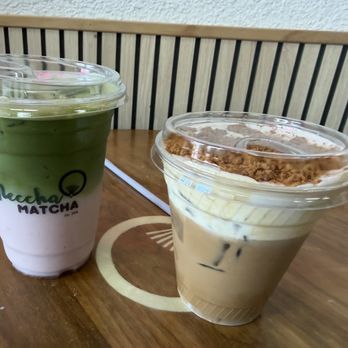 Meccha Matcha - Monkey Buzz and strawberry matcha - Desserts Near Me - Artesia, California Meccha Matcha - Monkey Buzz and strawberry matcha - Desserts Near Me - Artesia, California