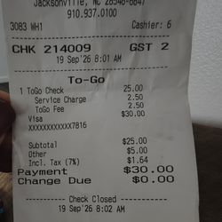 Waffle House - Jacksonville - My receipt