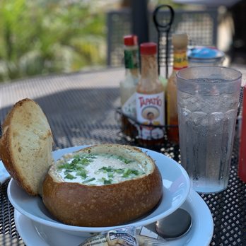Esau's Cafe - Clam chowder in sourdough bread bowl. Excellent! - Breakfast & Brunch Near Me - Carpinteria, California Esau's Cafe - Clam chowder in sourdough bread bowl. Excellent! - Breakfast & Brunch Near Me - Carpinteria, California