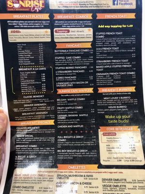 Menu photo 1 Sunrise Cafe Evansville, IN Menu photo 1 Sunrise Cafe Evansville, IN