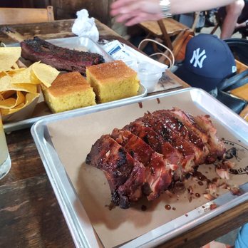 Hometown Bar-B-Que - CHAR SUI BABY BACK RIBS, CORN BREAD, BEEF RIB, BRISKET QUESO WITH TORTILLA CHIPS - Barbeque Near Me - Brooklyn, New York