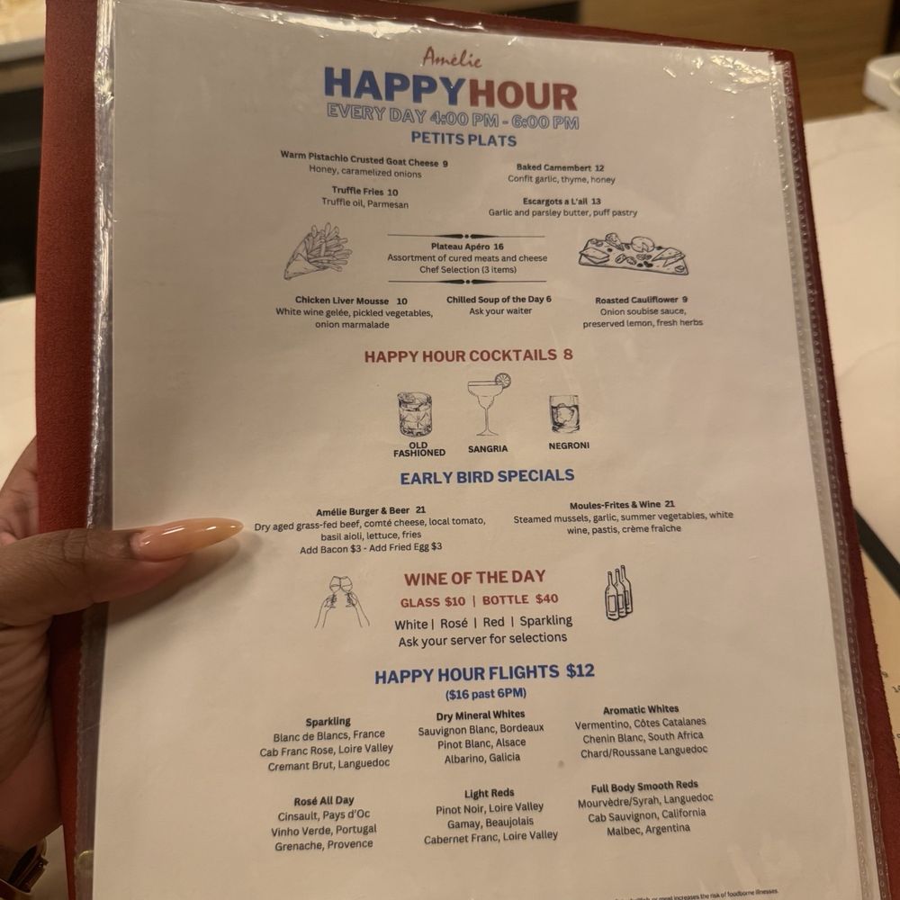 Amelie - Happy Hour Menu - Wine Bars Near Me - Washington, DC, District of Columbia Amelie - Happy Hour Menu - Wine Bars Near Me - Washington, DC, District of Columbia