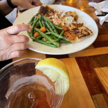 Grazie Restaurant - Iced tea and salmon - Italian Near Me - Novato, California Grazie Restaurant - Iced tea and salmon - Italian Near Me - Novato, California