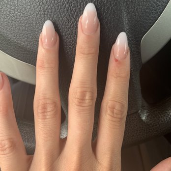 Beverly Nails Salon - My cuticle and nail that was deeply cut immediately following the service. - Nail Salons Near Me - Georgetown, Texas