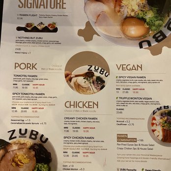 ZUBU - Downtown - Menu - Ramen Near Me - Vancouver, British Columbia