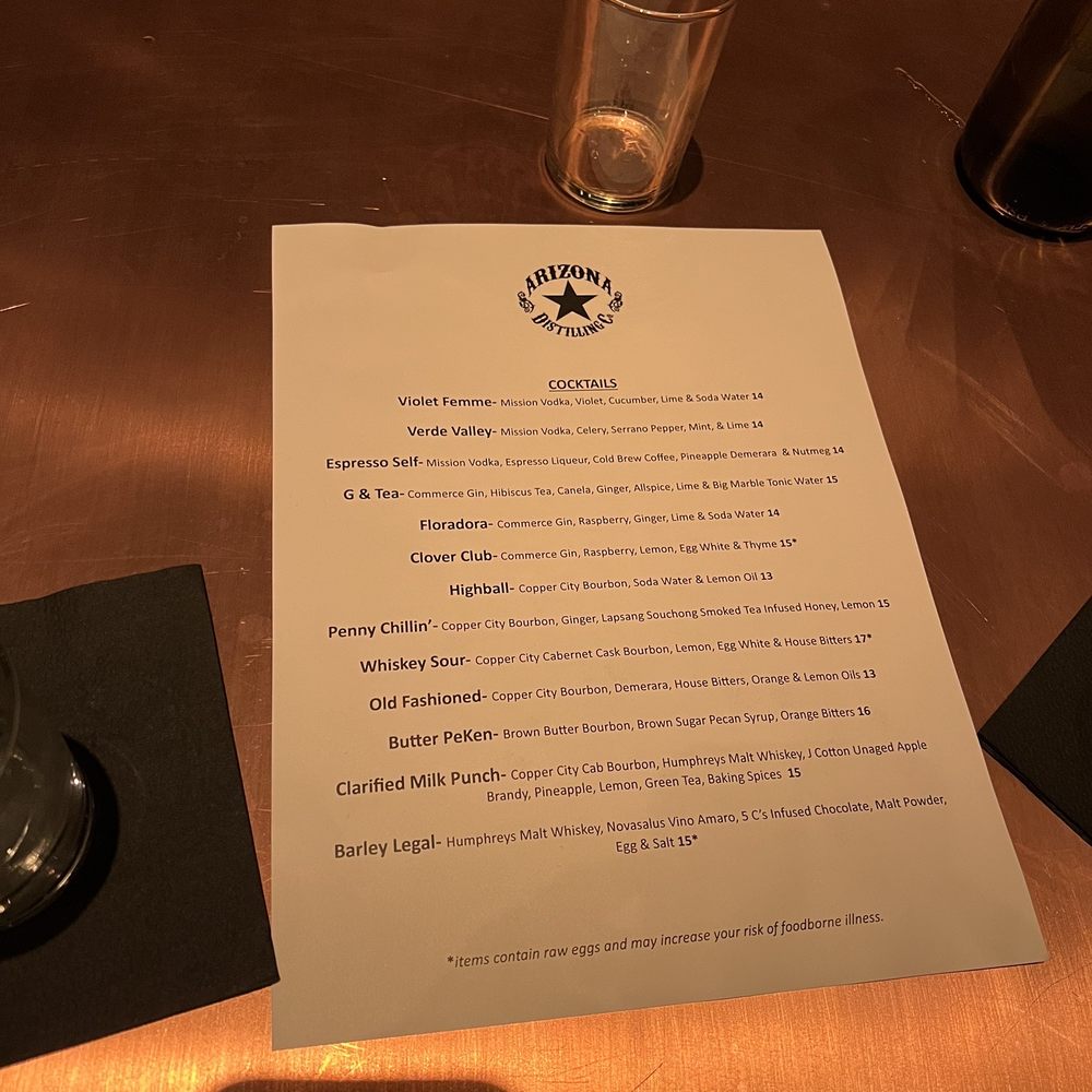 Arizona Distilling - Menu - Distilleries Near Me - Mesa, Arizona Arizona Distilling - Menu - Distilleries Near Me - Mesa, Arizona