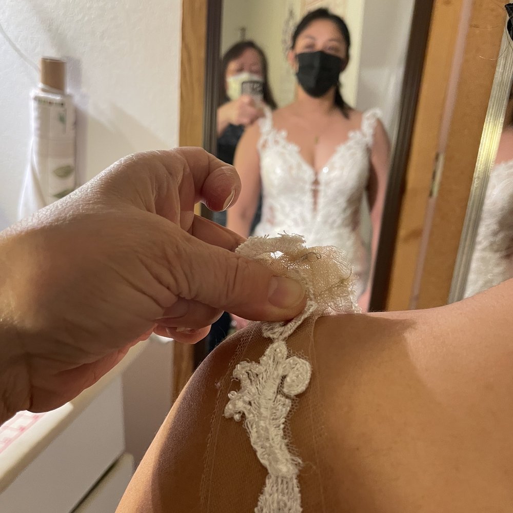 Lydia Lee - I kept losing weight and by final fitting she had taken off almost 3 inches on my strap. - Sewing & Alterations Near Me Lydia Lee - I kept losing weight and by final fitting she had taken off almost 3 inches on my strap. - Sewing & Alterations Near Me