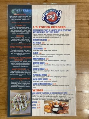 Menu photo 2 Easy G Sports Grill Concordia, KS Menu photo 2 Easy G Sports Grill Concordia, KS