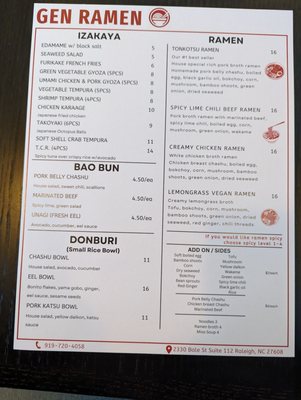 Menu photo 8 Gen Ramen Raleigh, NC