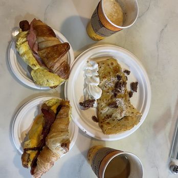 Sweet Harmony Cafe & Bakery - Nutella crepe, bacon cheddar scrambled egg on a croissant,  and a ham provolone scrambled egg croissant. - Bakeries Near Me - Middletown, Connecticut