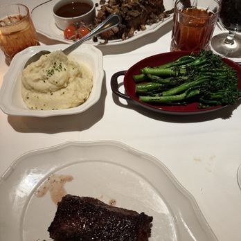J.W. Heist Steakhouse - Flatiron, prime rib special, whipped potatoes, and broccolini - Steakhouses Near Me - Bozeman, Montana