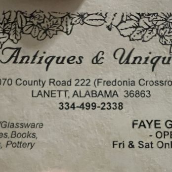 Antique And Uniques - Business Card of the shop - Furniture Stores Near Me - Lanett, Alabama Antique And Uniques - Business Card of the shop - Furniture Stores Near Me - Lanett, Alabama
